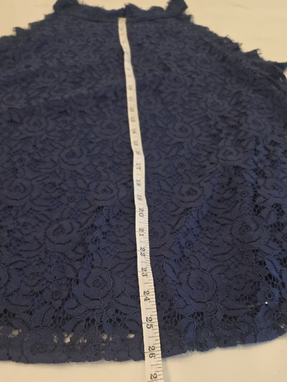 High Neck Floral Lace Top - Navy - Picture 6 of 10